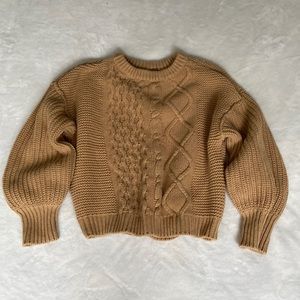 Free People oversized brown/ tan heavy cable knit sweater Small
